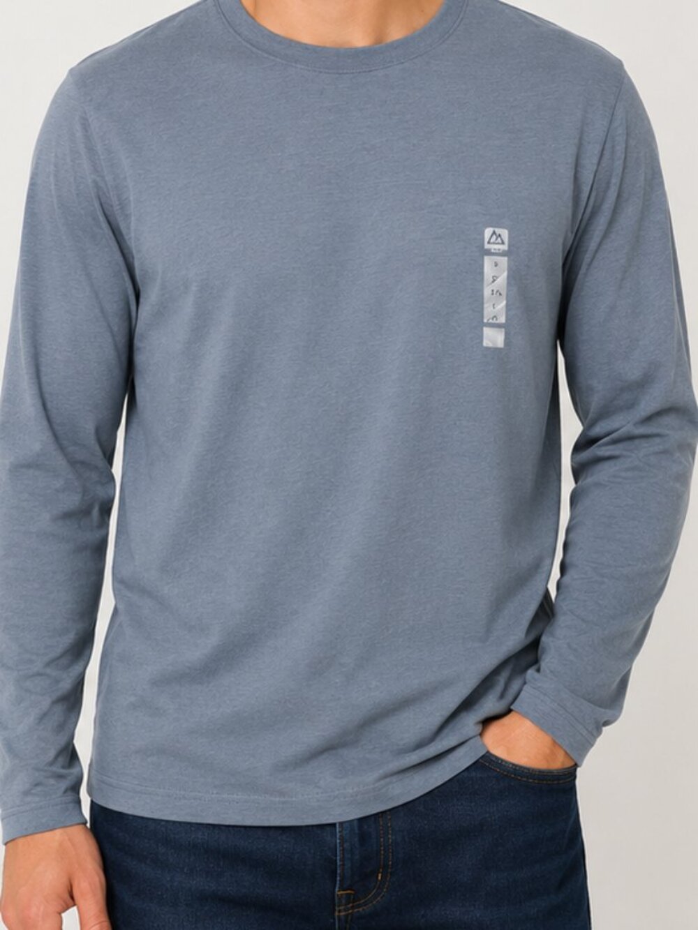 Mountain Ridge Men’s S/P Long Sleeve T-Shirt Blue Gray Cotton Blend Casual(new)